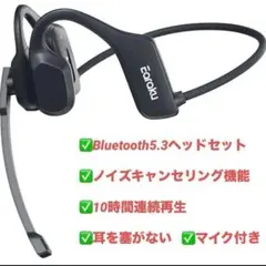Bluetoothヘッドセット 通話用イヤホン 耳掛け マイク付き　両耳