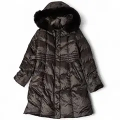 アンタイトル　3way　ダウン90%ロングコート　フォックスファー　黒　袖リブ