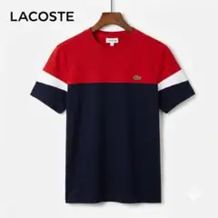 LACOSTE ラコステ カラーブロック Tシャツ ネイビー×レッド