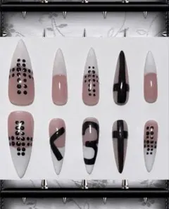 シズニルック ネイルチップ ハート フレンチ y2k 韓国 クロム グランジ