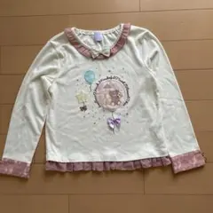 アクシーズファム キッズ 長袖カットソー 140cm リボン付き クリーム色