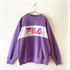 ☆【フィラ】トレーナー プリントロゴ 綿混 クルーネック 長袖 カジュアル M