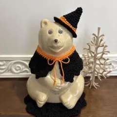 しろくま貯金箱⭐︎ハロウィン⭐︎とんがり魔女帽子とギザギザマント⭐︎オレンジ