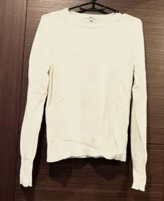 ユニクロ　カシミヤ100% アイボリー Sサイズ　クルーネック 長袖ニット