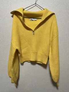 も*こ様 【美品】ZARA ハーフジップ ニット イエロー L