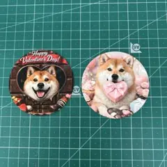 【送料無料❣️】柴犬ステッカー 円形 7cm 2枚セット