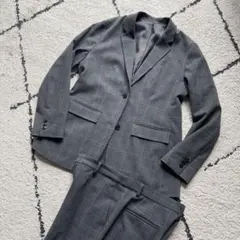 ユニクロ　スーツ　セットアップ　グレンチェック　グレー　Lサイズ　460904