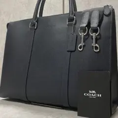 未使用級✨現行 コーチ ビジネスバッグ 2way 自立 A4可 ネイビー レザー