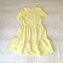 【美品】H&M EUR134/140 レモンイエローティアードワンピース 半袖
