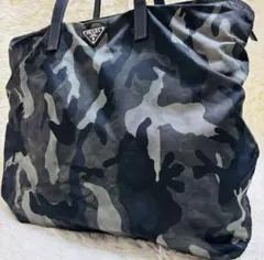 プラダ トートバッグ カモフラ 迷彩 テスートナイロン×レザー 三角ロゴ 大容量