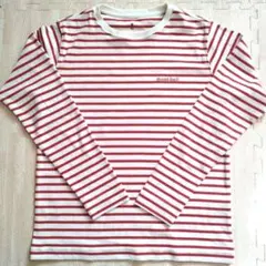 mont-bell 赤と白のストライプ 長袖カットソー 150　ウィックロン