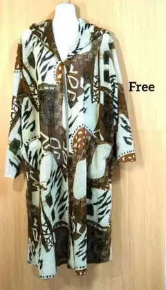 手工製作✨連帽長款開襟衫 棕褐色 Free