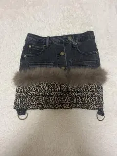 ファー付きヒョウ柄タイトスカート S