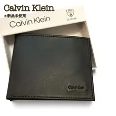 【新品】カルバンクライン スマートウォレット ニつ折り レザー メンズ 黒　⑦のサムネイル