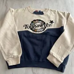 Tom Sawyer トレーナー アイボリー/ネイビー 古着　ヴィンテージ