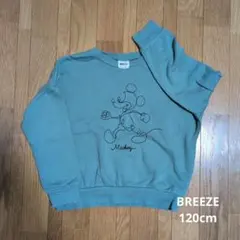 BREEZE ミッキーマウス トレーナー くすみ系グリーン 120cm