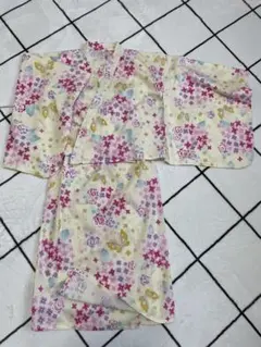 花柄蝶プリント浴衣 130