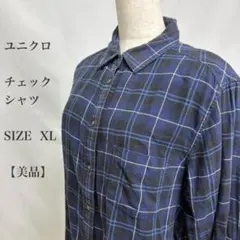 美品　ユニクロ　チェックシャツ　フランネル　カジュアル　ボタン　ダウン