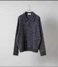 soerte オーバーサイズハーフジップジャガードニットポロ ブラック L