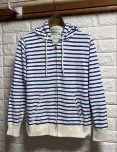 ORCIVALオーシバル　ボーダー ジップアップスウェットパーカー 14ユーズドのサムネイル