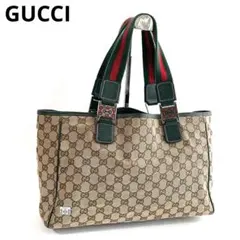 【美品〜良品】グッチ トートバッグ ハンドバッグ GGキャンバス×レザー