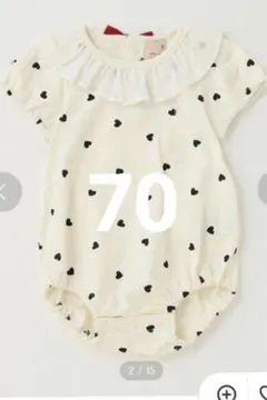 petitmain ベビーロンパース ハート柄 70