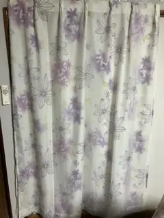 ニトリ　花柄レースカーテン パープル ホワイト2枚セットのサムネイル