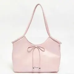 ピンク レザー風 ショルダーバッグ