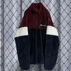 カンタベリー ジップアップフリースジャケット ボルドー ホワイト ネイビー XL
