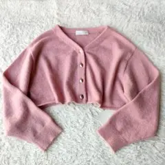 タグ付き未使用 セルフォード 刺繍入りクロップドカーディガン 23AW ピンク