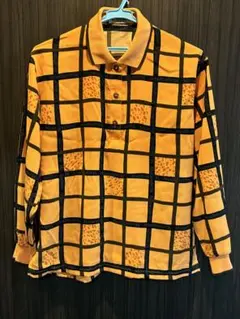 Munsingwear 長袖ポロシャツ オレンジ チェック柄のサムネイル