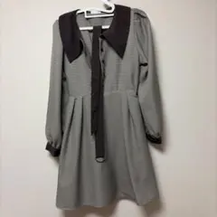 チェック柄長袖ワンピース