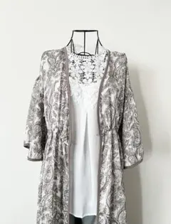 ロングカーディガン　ワンピース　ペイズリー　ブラウン系