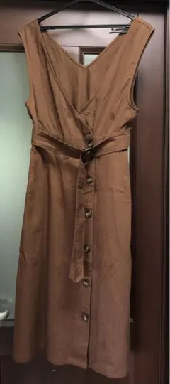 GRL ジャンパースカート　リボンベルト付　Lサイズ　ブラウン