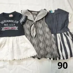 90　女の子　ワンピース　まとめ売り　アプレレクール　ジェモー　ネイビー系のサムネイル