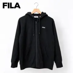 FILA フィラ L ブラック フルジップパーカー フード ロゴ刺繍 長袖