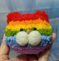 レインボー猫のあみぐるみストラップ