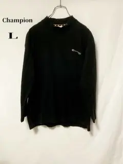 チャンピオン Champion ロゴ モックネック Tシャツ ブラック 黒 L