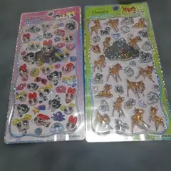 プチドロップステッカー　パワパフガールズ　ディズニーバンビ　２点セット！