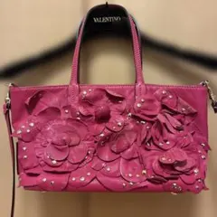VALENTINO GARAVANIフラワーモチーフ レザートートバッグ ピンクのサムネイル