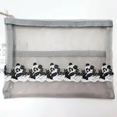 近沢レース パンダ ファスナーポーチS グレー タグ付き新品未使用のサムネイル