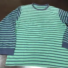 長袖ボーダーカットソー 緑と紺