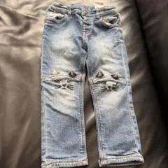 猫顔デザイン デニムパンツ