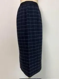 【UNIQLO】ネイビー チェック タイトスカート 格子 オフィス カジュアル