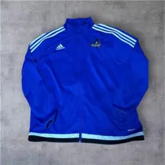 00s adidas サッカー トラックジャケット ブルー XL 刺繍ロゴ