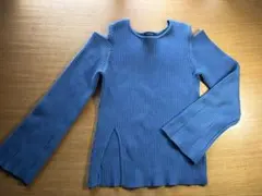 【w closet 】リブ編みブルートップスFREE