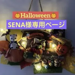 どんぐりアート♡タペストリー風ハロウィンライト付きリース♡
