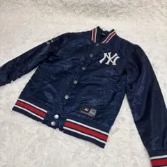 MLB★マジェスティック ヤンキース 刺繍 ロゴ 中綿 スタジャン 紺　S