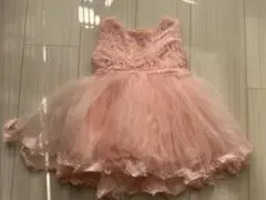 ベビードレス★サーモンピンク★レースフリル★70-80㎝★