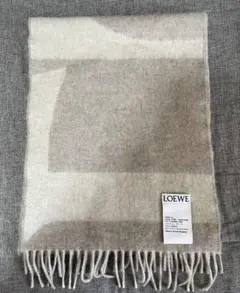 LOEWE ロエベ カシミヤ マフラー アナグラム レザーパッチ グレー